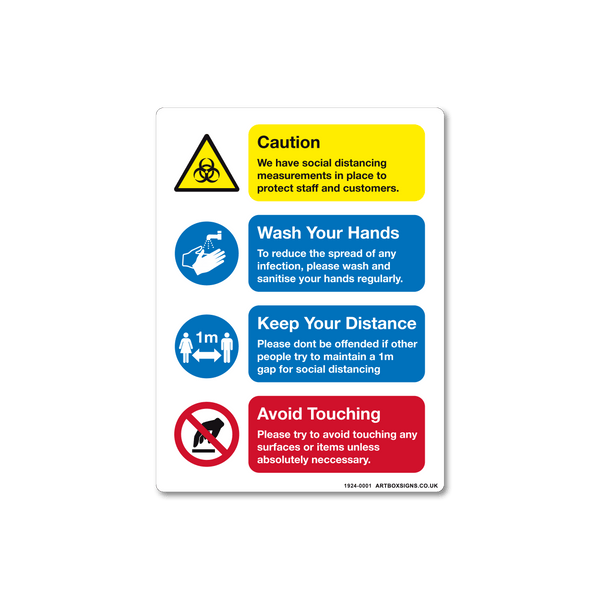 Wash Hands, Keep Distance, Avoid Touching Coronavirus Sign - Artbox Printers