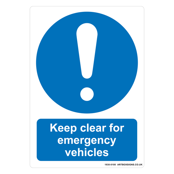Keep Clear For Emergency Vehicles Mandatory Sign - Artbox Printers
