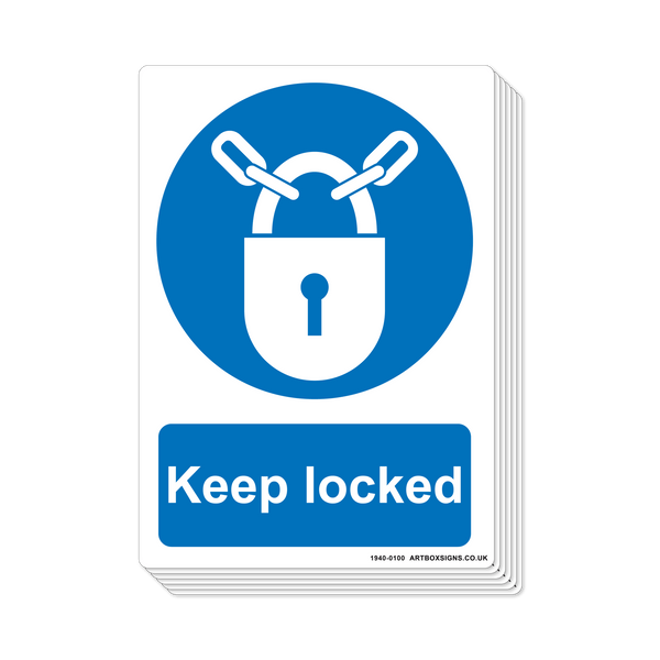6-Pack Keep Locked Mandatory Sign - Artbox Printers