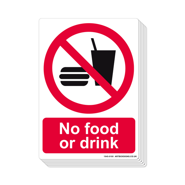 6-Pack No Food or Drink Prohibition Sign - Artbox Printers