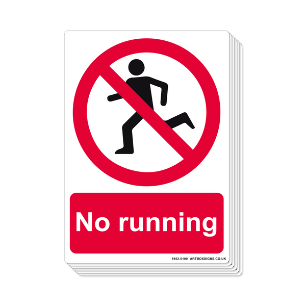 6-Pack No running Prohibition Sign - Artbox Printers