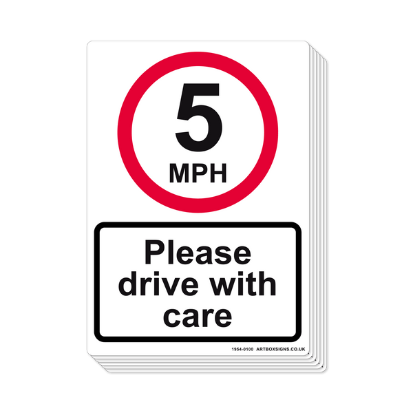 6-Pack 5mph Please Drive With Care Sign - Artbox Printers