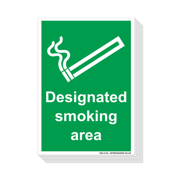 6-Pack Designated Smoking Area Sign - Artbox Printers