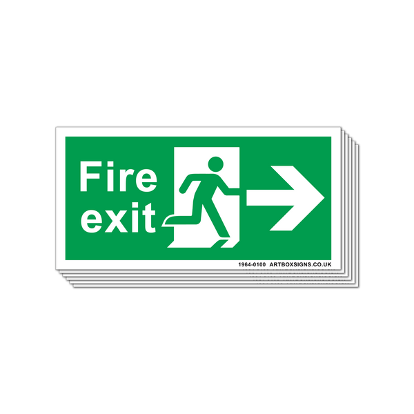 6-Pack Fire Exit Running Man Right Arrow Sign - Artbox Printers