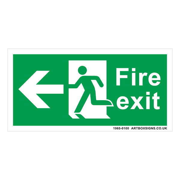 Fire Exit Running Man Left Arrow Sign - Artbox Printers