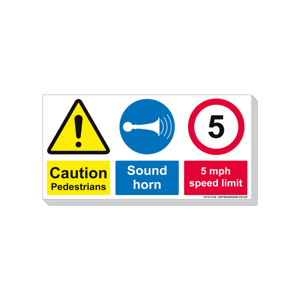 6-Pack Caution Sound Horn/5mph Multi-Message Signs - Artbox Printers