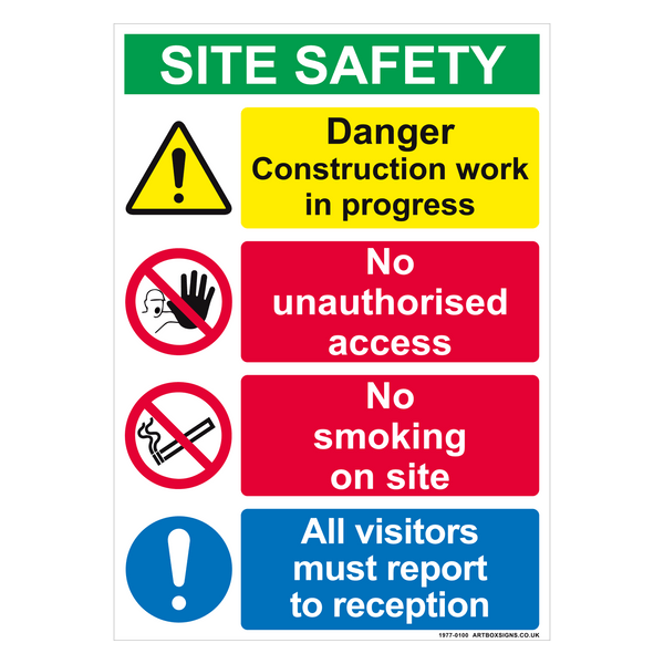 Danger Construction, Work in Progress, and Site Safety Multi Message Sign - Artbox Printers