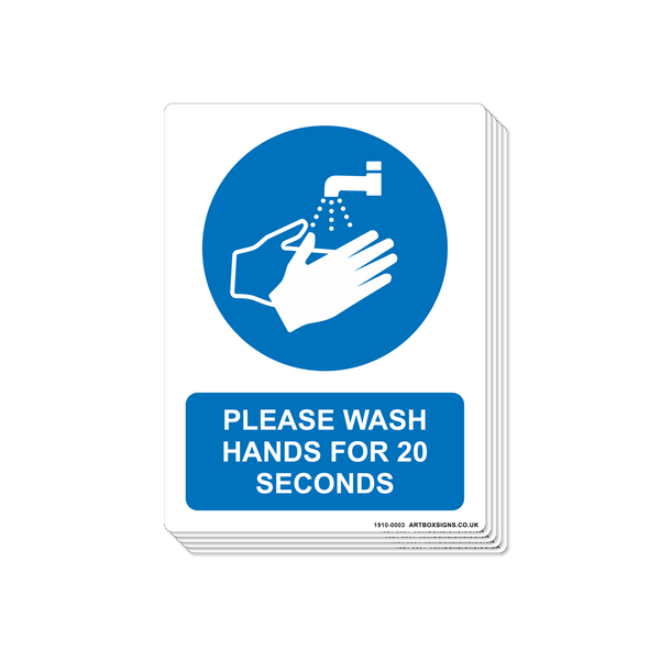 6-Pack Please Wash Hands for 20 Seconds Sign - Artbox Printers