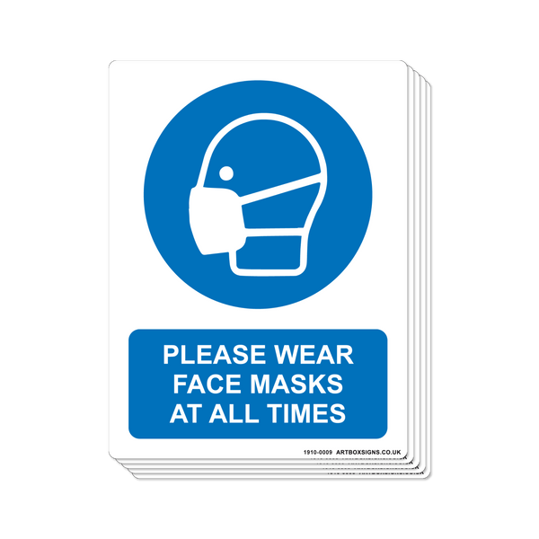 6-Pack Please Wear Face Masks At All Times Coronavirus Sign - Artbox Printers
