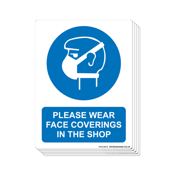 6-Pack Please Wear Face Coverings In The Shop Coronavirus Sign - Artbox Printers