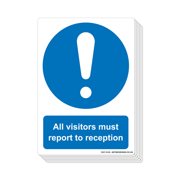 6-Pack All Visitors Must Report To Reception Mandatory Sign - Artbox Printers