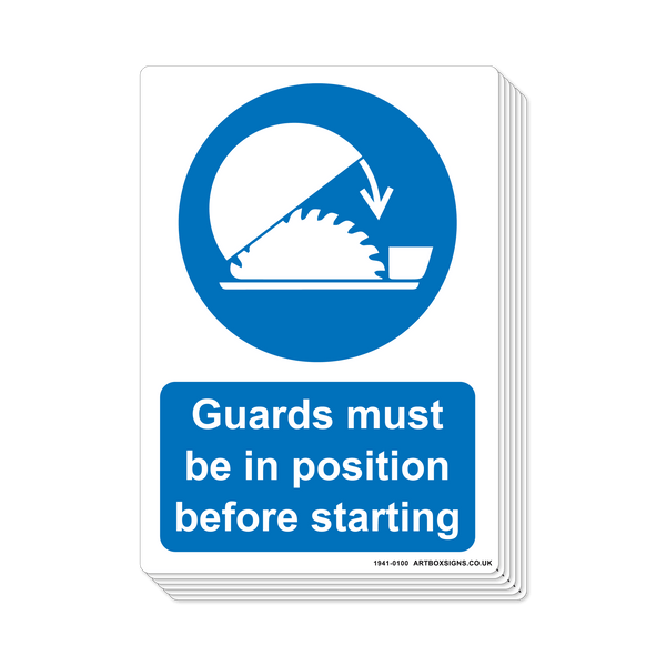 6-Pack Guards Must Be In Position Before Starting Mandatory Sign - Artbox Printers