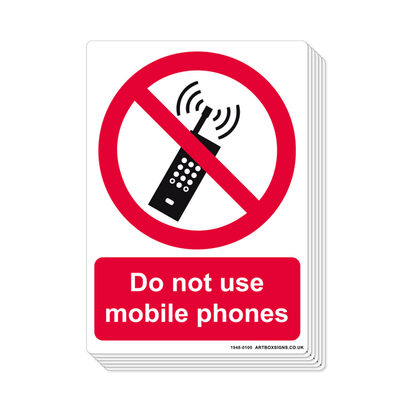 6-Pack Do Not Use Mobile Phones Prohibition Sign - Artbox Printers