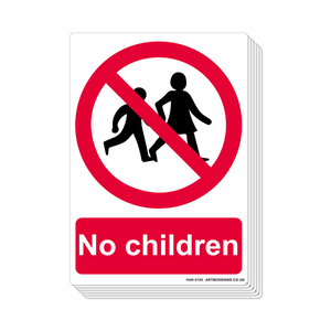 6-Pack No Children Prohibition Sign - Artbox Printers