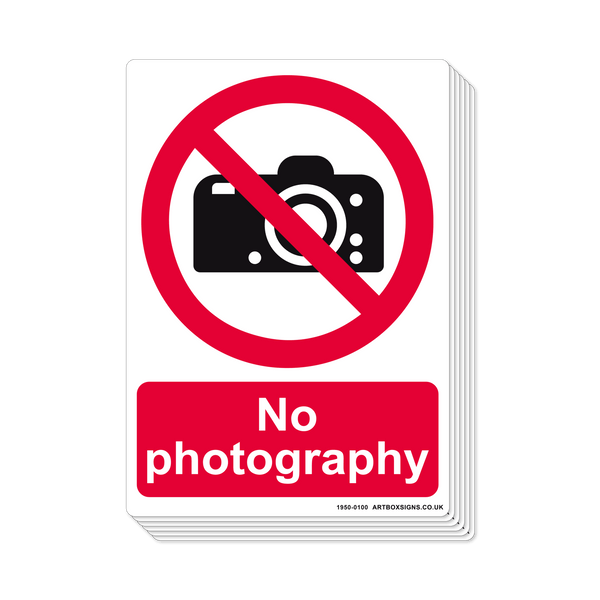 6-Pack No Photography Prohibition Sign - Artbox Printers