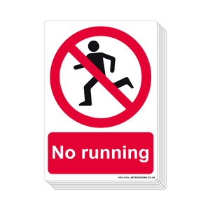 6-Pack No running Prohibition Sign - Artbox Printers