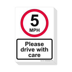 6-Pack 5mph Please Drive With Care Sign - Artbox Printers