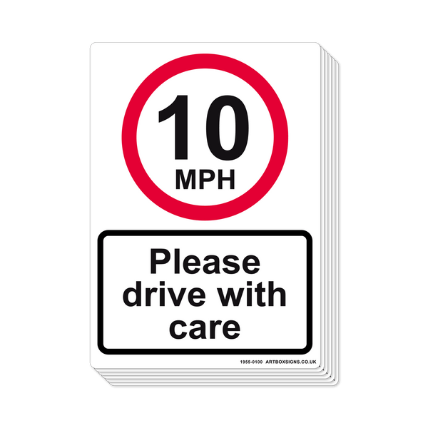 6-Pack 10mph Please Drive With Care Sign - Artbox Printers