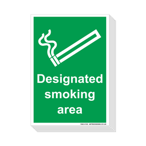6-Pack Designated Smoking Area Sign - Artbox Printers