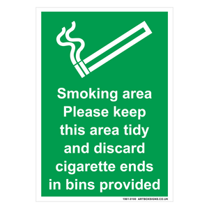 Smoking Area Please Keep Tidy Sign - Artbox Printers