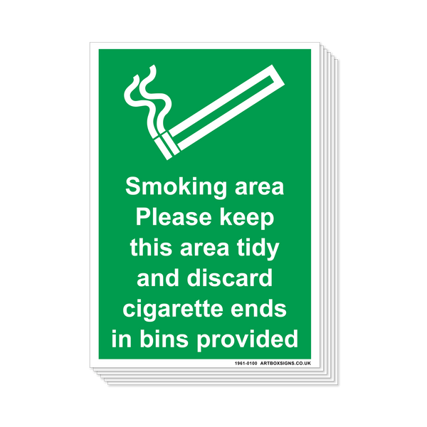 6-Pack Smoking Area. Please Keep Tidy Sign - Artbox Printers