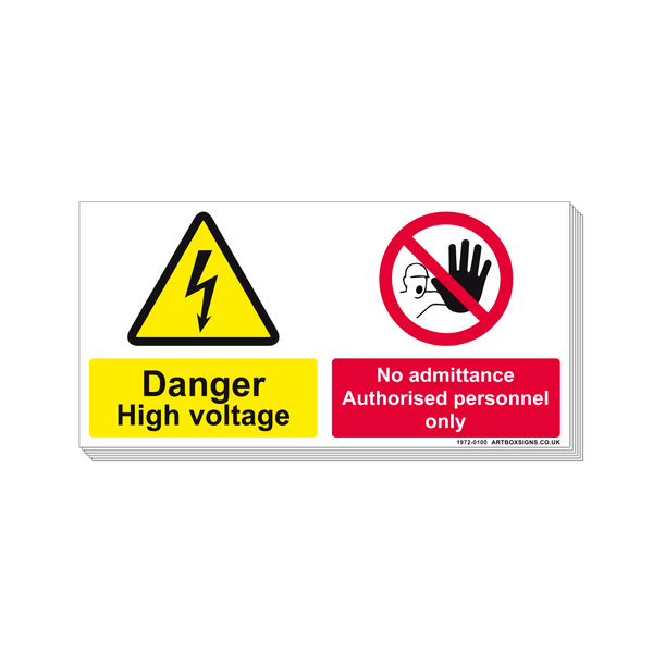 6-Pack Danger High Voltage and No Admittance Multi-Message Signs - Artbox Printers