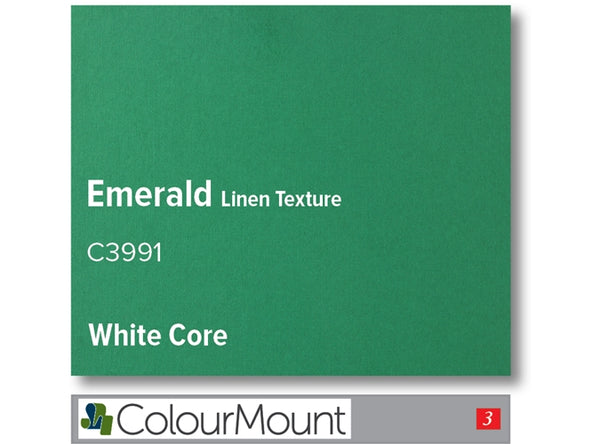 Emerald  - Colourmount White Core Smooth Linen Texture