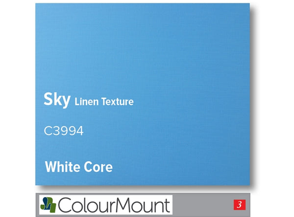 Sky  - Colourmount White Core Linen Texture