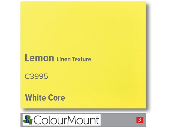 Lemon  - Colourmount White Core Smooth Linen Texture