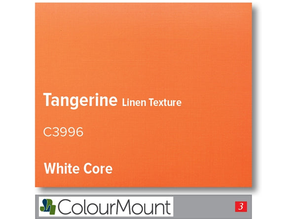 Tangerine  - Colourmount White Core Smooth Linen Texture