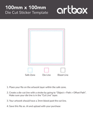 Die Cut Sticker 100mm x 100mm Template