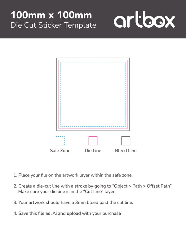 Die Cut Sticker 100mm x 100mm Template