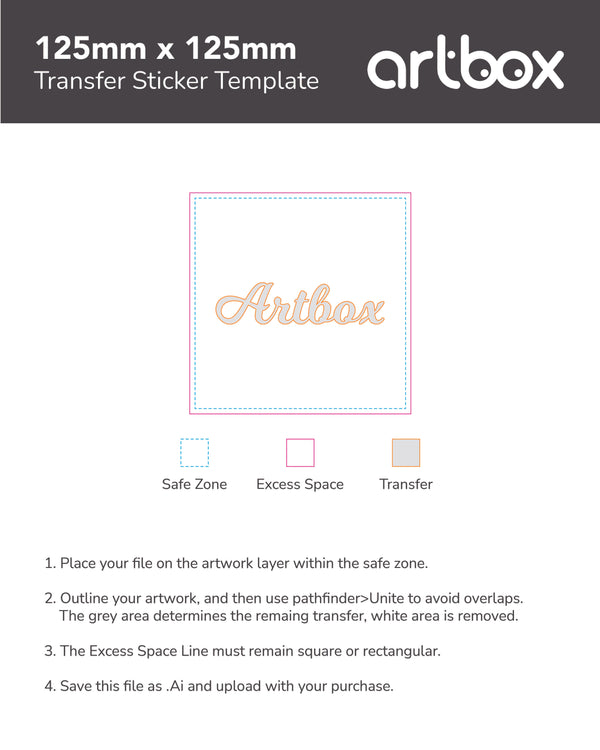 Transfer Sticker 125mm x 125mm Template